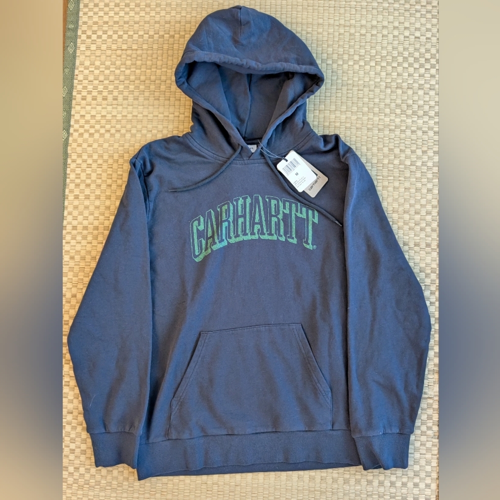NWT Carhartt WIP Hooded Scrawl Sweatshirt Dark Navy Bonsai Men's Size Medium